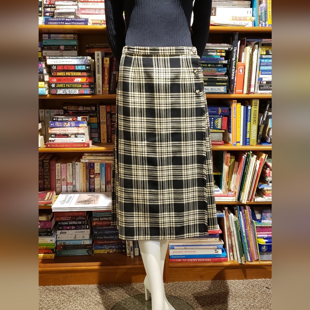 Plaid Black and Cream Women's Skirt